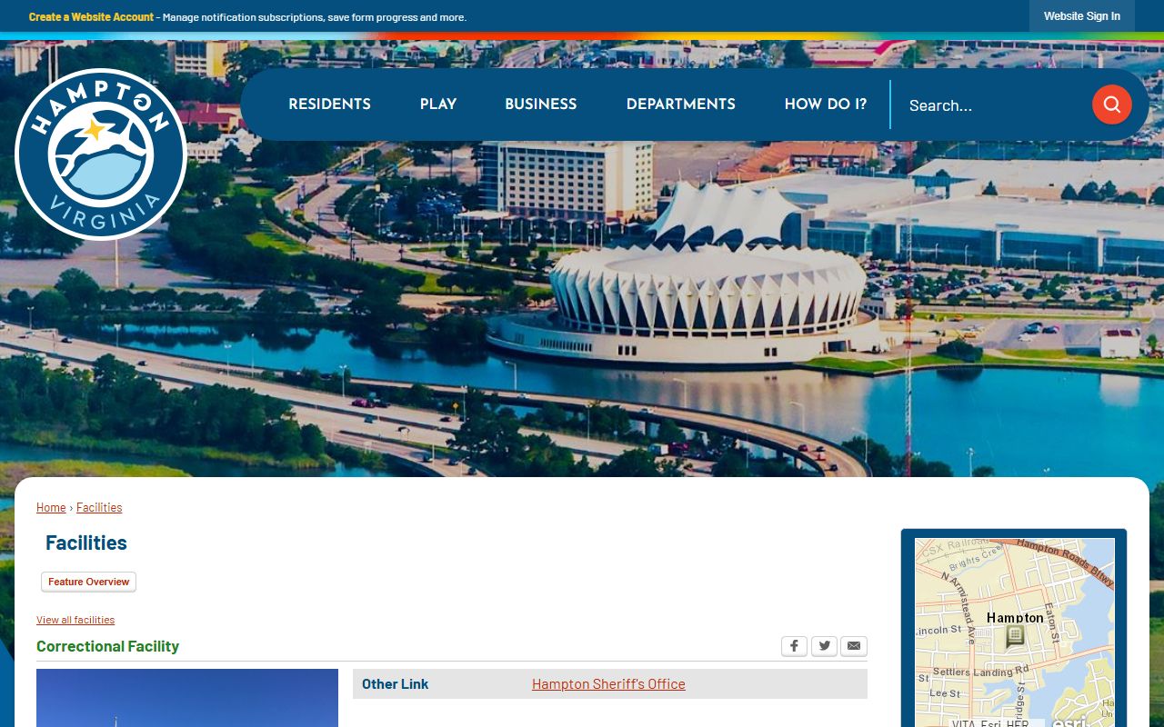 Hampton Correctional Facility custody search closure page